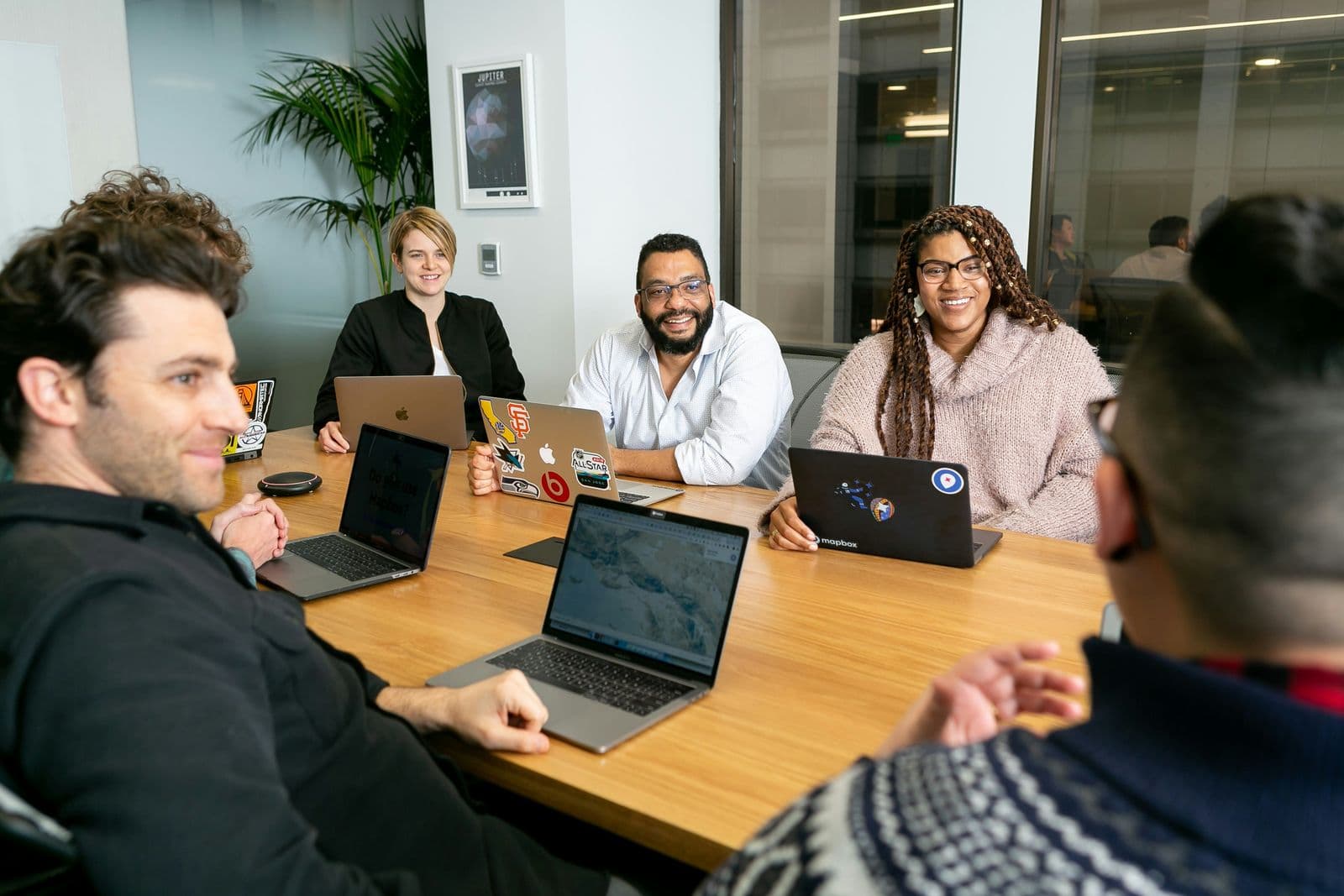 Team working together during a board meeting